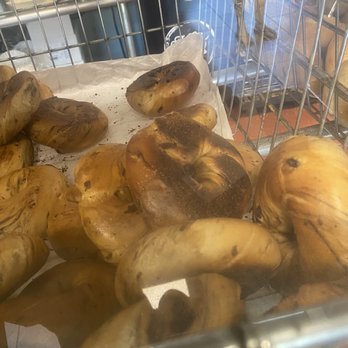Hot Bagels Abroad - Cinnamon raisin bagel. Bagels should not be this overcooked. Unless you like pretzels I guess. - Bagels Near Me - Bloomfield, New Jersey