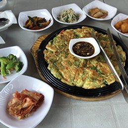 Seafood pancake, Korean side dishes