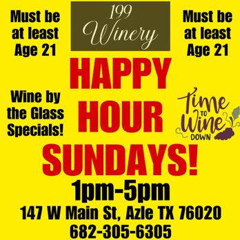 199 Winery - Sunday Special - Wine Tasting Room Near Me - Azle, Texas
