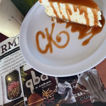 Cuban Kitchen - Scrumptious cheesecake with a guava syrup - Cuban Near Me - San Mateo, California