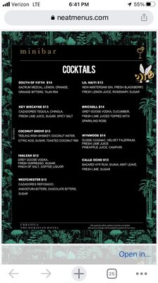 Menu photo 2 MiniBar Miami Miami Beach, FL