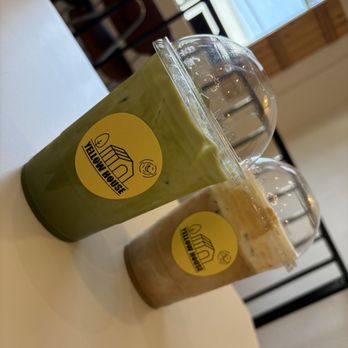 Yellow House Cafe  - Iced Matcha Latte and Butterscotch Latte - Cafes Near Me - Northridge, California