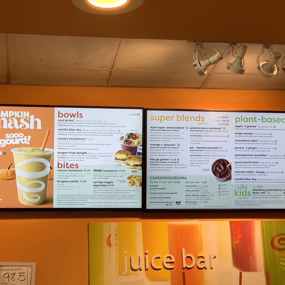 Jamba - Menu 1/2023 - Juice Bars & Smoothies Near Me - Charlotte, North Carolina Jamba - Menu 1/2023 - Juice Bars & Smoothies Near Me - Charlotte, North Carolina