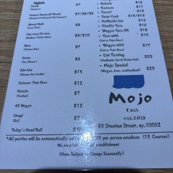 Mojo East - Menu - Japanese Near Me - New York, New York Mojo East - Menu - Japanese Near Me - New York, New York
