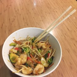 Wok & Noodle Bar - On my foto it is prawns with vegetables in teriyaki sous.