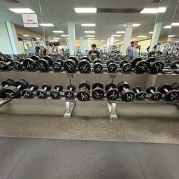 Dumbbell rack is so unorganized u have to scavenge for a a pair of dumbbells u want. Dumbbell rack is so unorganized u have to scavenge for a a pair of dumbbells u want.