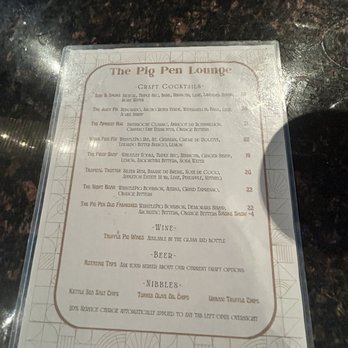 Domenico’s Italian Chop House - Pig pen Lounge Menu - Italian Near Me - Temecula, California