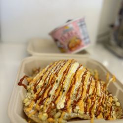 Cuptopia cafe - Tostikoreano , buldak noodles , corn , cheese , mayo , butter , chamoy