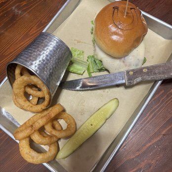 The Horseshoe - Honey, mustard, chicken sandwich with onion rings - Breakfast & Brunch Near Me - Benson, Arizona The Horseshoe - Honey, mustard, chicken sandwich with onion rings - Breakfast & Brunch Near Me - Benson, Arizona