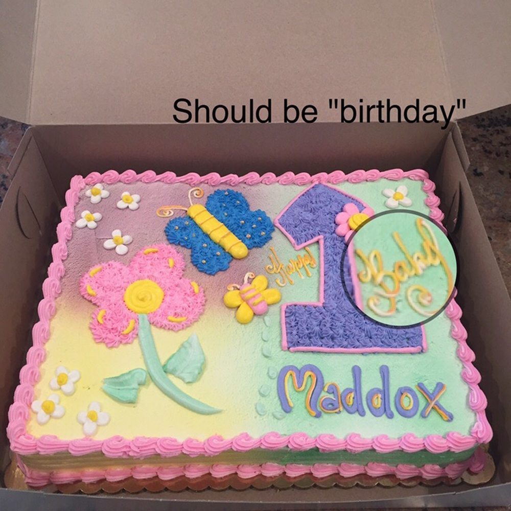 Misspelled word on cake
