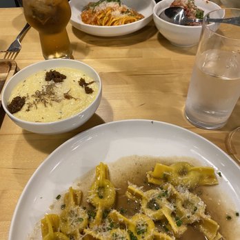 Grist - Scarpinocc with a polenta side and bolognese with a side of meatballs - Pasta Shops Near Me - Dayton, Ohio Grist - Scarpinocc with a polenta side and bolognese with a side of meatballs - Pasta Shops Near Me - Dayton, Ohio