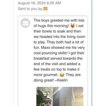Pets Domain ATX - Just one of the many thoughtful updates I've gotten while away!! - Dog Walkers Near Me