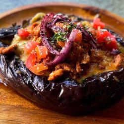 The Black Trumpet Bistro - Chef Special: Eggplant Stuffed Shawarma