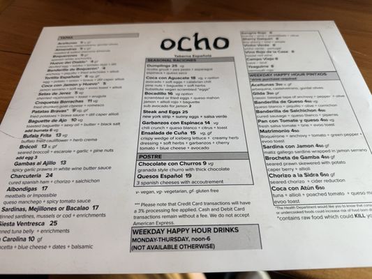 Menu photo 2 Ocho Seattle, WA
