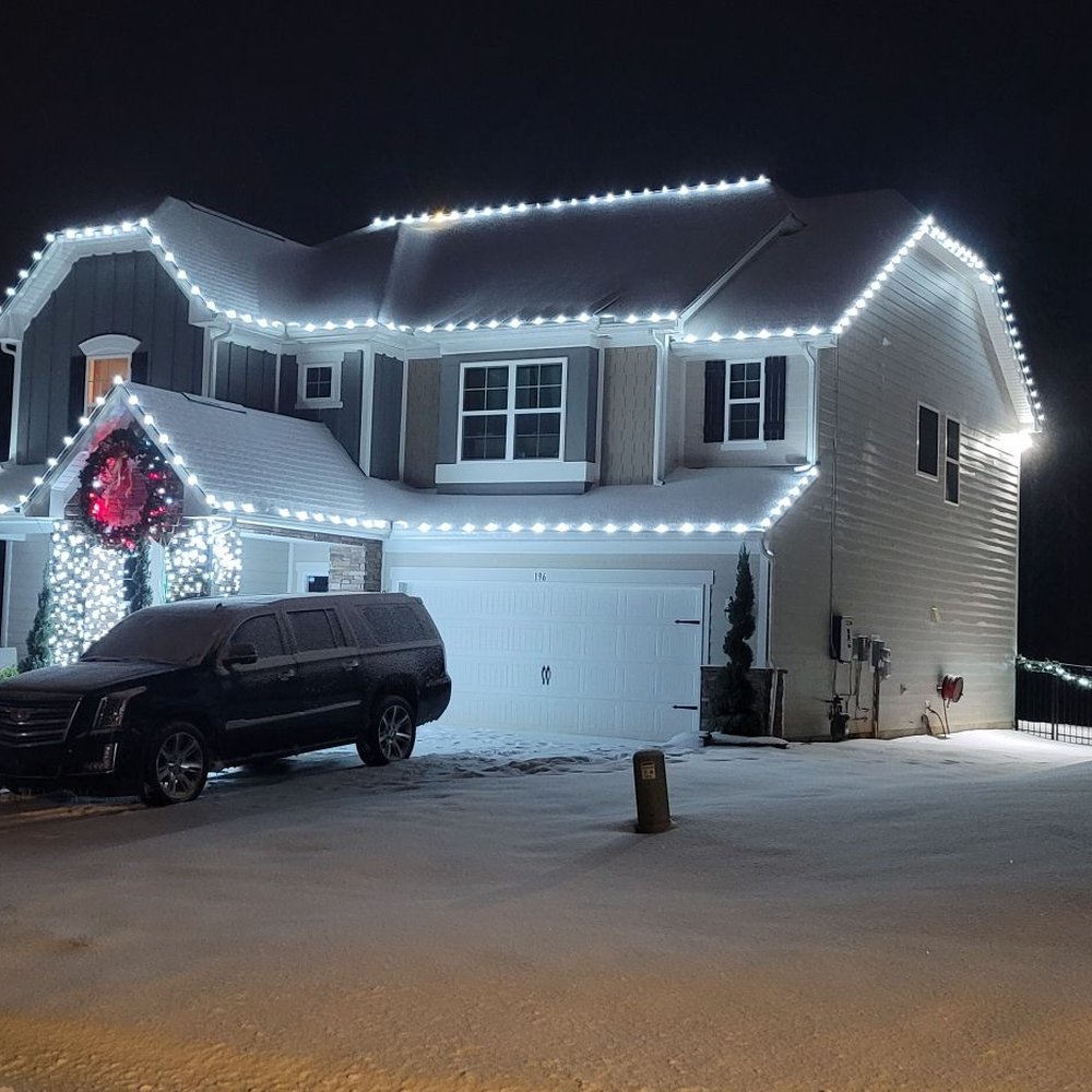 Baker SoftWash - Bright White Christmas lights. Gingerbread style and stone pillar wrapped - Pressure Washers Near Me - Statesville, North Carolina Baker SoftWash - Bright White Christmas lights. Gingerbread style and stone pillar wrapped - Pressure Washers Near Me - Statesville, North Carolina