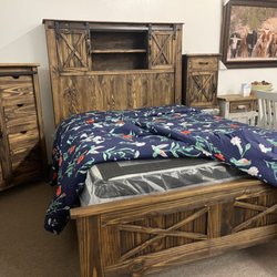 Waldrops Furniture - Queen Rustic Sliding Barndoor bed SET Bed-Chest-Dresser-2 Nightstands $2299 (Available in King and in White or Grey)