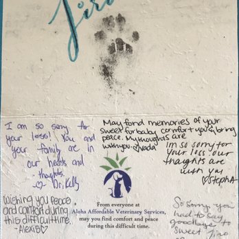 Aloha Affordable Veterinary Services - A card from AAVS clinic - Veterinarians Near Me - Aiea, Hawaii Aloha Affordable Veterinary Services - A card from AAVS clinic - Veterinarians Near Me - Aiea, Hawaii