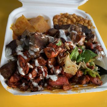 Tasty Kabob - Lamb and chicken combo with potatoes and chickpeas. - Halal Near Me - Tysons, Virginia