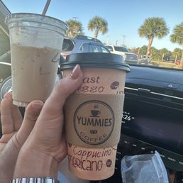 Iced latte. Hot coffee Iced latte. Hot coffee