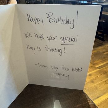 First Watch - They even gave my wife a bday card - Breakfast & Brunch Near Me - Murfreesboro, Tennessee