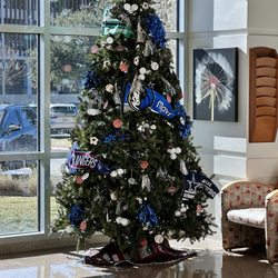 Children's Medical Center Plano - Christmas Tree with Dallas Cowboys Helmet on top