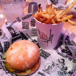 My little 1/4 lb. burger with cheddar cheese. Yummmm.