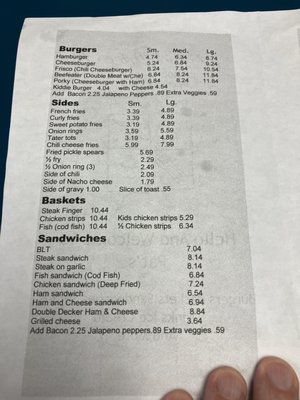 Menu photo 2 Pat's Drive Inn Wichita Falls, TX