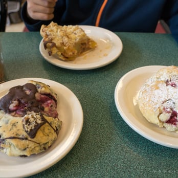 Lynden Dutch Bakery - Clockwise from top: Dutch Apple pie, Raspberry White Chocolate scone, Blueberry Chocolate scone - Bakeries Near Me - Lynden, Washington