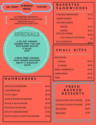 Menu photo 6 Lee Street Station Cafe Deadwood, SD