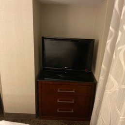 Outdated, small bedroom tv that has about 15 channels. Outdated, small bedroom tv that has about 15 channels.