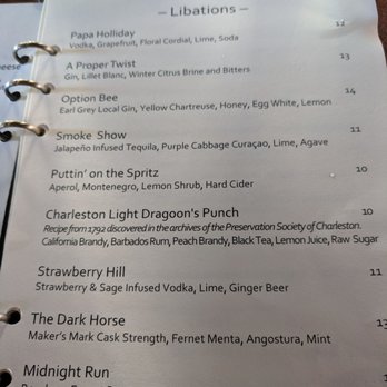 Husk - Drink menu - American Near Me - Charleston, South Carolina
