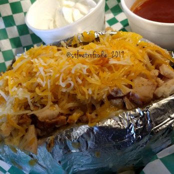 Ms. Piggies Smokehouse - Loaded Baked BBQ Potato with Smoked Turkey - Barbeque Near Me - Saint Louis, Missouri Ms. Piggies Smokehouse - Loaded Baked BBQ Potato with Smoked Turkey - Barbeque Near Me - Saint Louis, Missouri