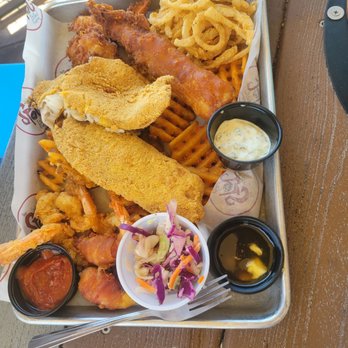 The Spot - My wife's seafood platter. - Burgers Near Me - Galveston, Texas The Spot - My wife's seafood platter. - Burgers Near Me - Galveston, Texas