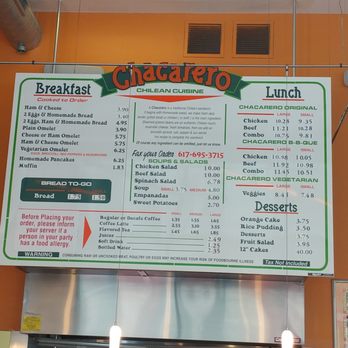Chacarero - Menu board at Chacarero - Sandwiches Near Me - Boston, Massachusetts