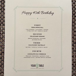 Vegan menu