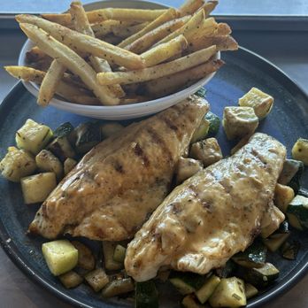 California Fish Grill - BRANZINO (SEA BASS) with DICED ZUCCHINI & ROSEMARY and FRENCH FRIES - Seafood Near Me - Phoenix, Arizona California Fish Grill - BRANZINO (SEA BASS) with DICED ZUCCHINI & ROSEMARY and FRENCH FRIES - Seafood Near Me - Phoenix, Arizona