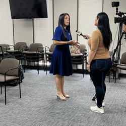 Houston Police Department - Rosa speaking with Telemundo always spreading the word