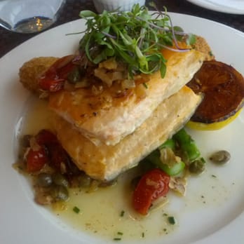 360 Restaurant - Char fillet with fritters and asparagus. - Canadian (New) Near Me - Toronto, Ontario
