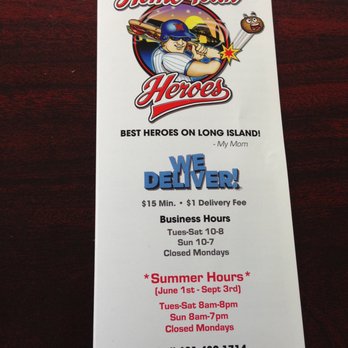 Hometown Heroes - Menu Front - Sandwiches Near Me - Islip, New York
