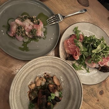 Viaggio Ristorante - Crudo, octopus, and procuitto and arugula on bread - Italian Near Me - Wayne, New Jersey