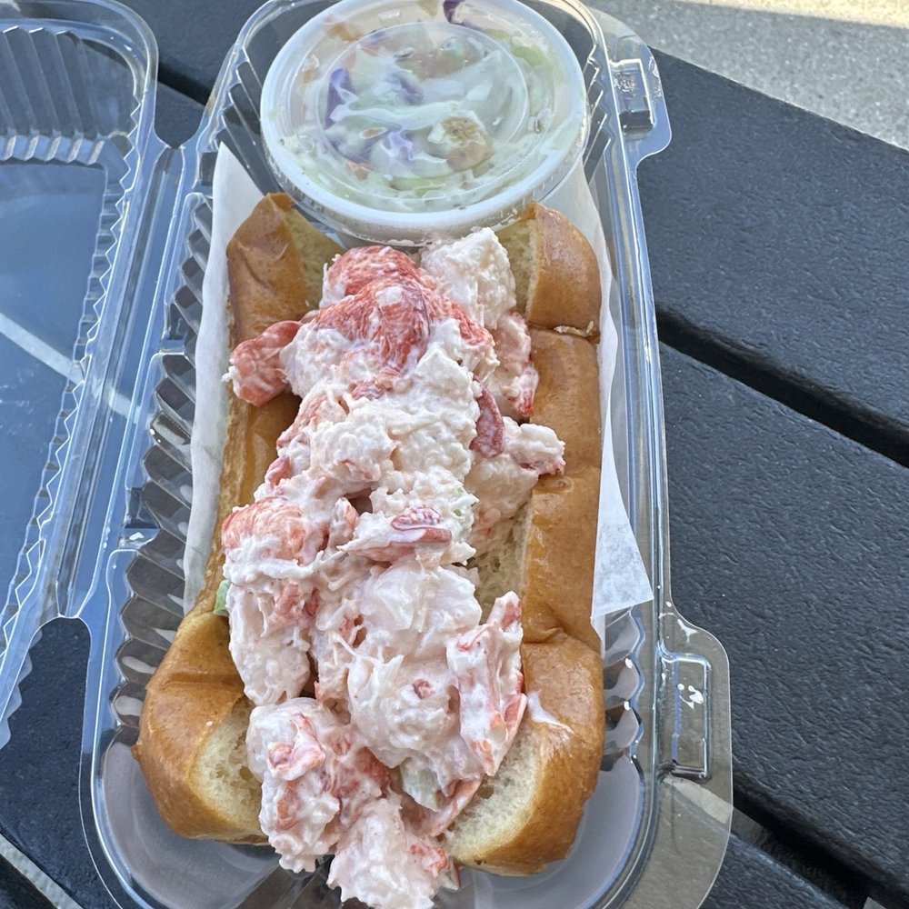 Lobster roll & coleslaw lunch.