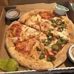 Papa Johns Pizza - Small cheese half jalapeño "light" cheese and "well done"