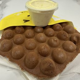 Choc waffle w/ dipping cream Choc waffle w/ dipping cream