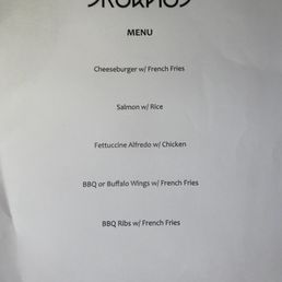 Super Bowl Sunday menu