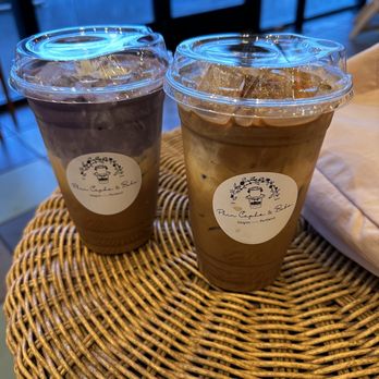 Phin Caphe & Boba - Ube Coffee (left) & Sua Da (Milk coffee) (right) - Coffee & Tea Near Me - Portland, Oregon Phin Caphe & Boba - Ube Coffee (left) & Sua Da (Milk coffee) (right) - Coffee & Tea Near Me - Portland, Oregon