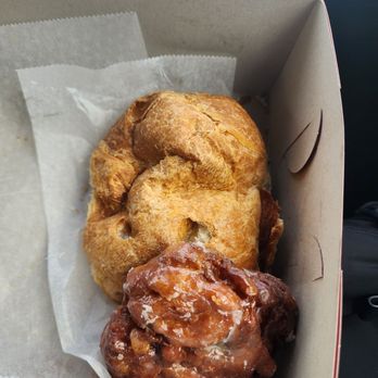 Sesame Donuts - Mini apple fritter and a bacon/cheese croissant - Donuts Near Me - San Diego, California Sesame Donuts - Mini apple fritter and a bacon/cheese croissant - Donuts Near Me - San Diego, California