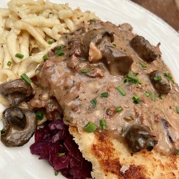 Old Stein Inn - JÄGERSCHNITZEL so good! Will get this again! Brought some home for lunch tomorrow Bc I was so full from appetizers - German Near Me - Edgewater, Maryland