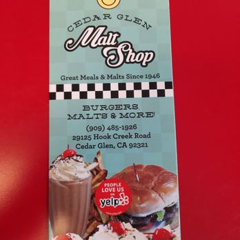 Cedar Glen Malt Shop - Famous malts and burgers - American Near Me - Cedar Glen, California