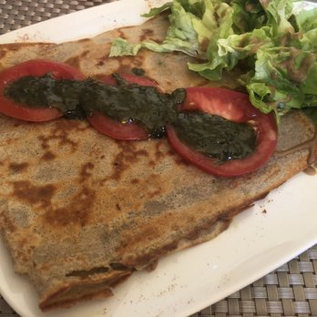 La Bastide - Basil Pesto, Tomato, and Goat Cheese crepe with side salad - Creperies Near Me - Monflanquin, 47