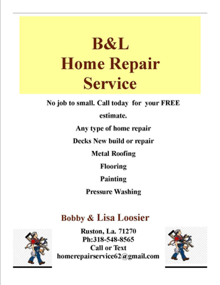 B & L Home Repair Service Logo